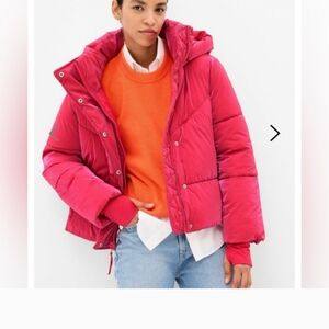 GAP Women's Red Metallic Puffer Jacket